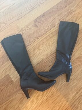 Aquatalia Knee High Heeled Leather Boots